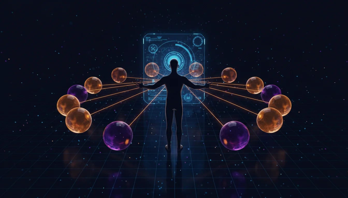 Prompthen Method — a person orchestrating multiple AI agents, representing the transition from AI user to AI team director